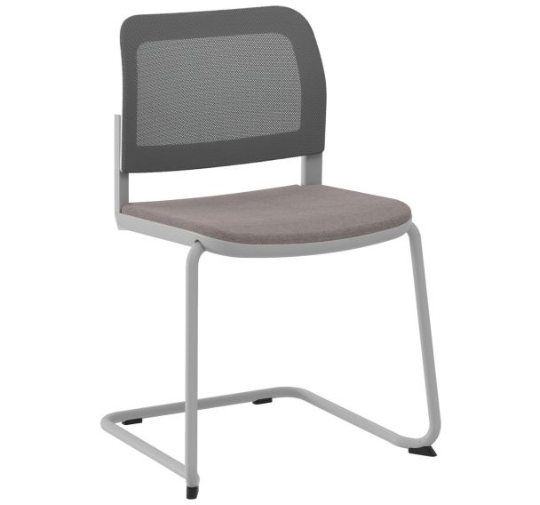 Chaise Adio dos. résille assise tissu non feu piétement luge - Sokoa