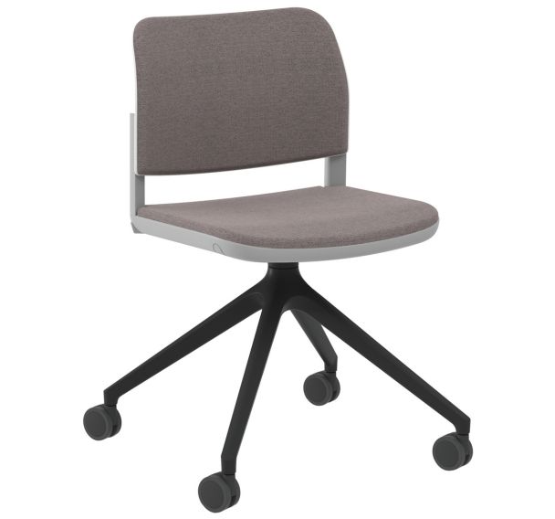 Chaise Adio dossier assise tissu non feu piét. pivotant roul.- Sokoa