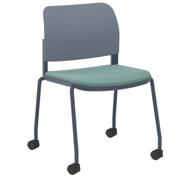 Chaise Adio polypropylène assise tissu non feu 4 roulettes - Sokoa
