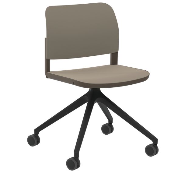 Chaise Adio polypropylène piétement pivotant à roulettes - Sokoa