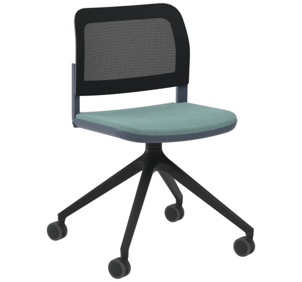 Chaise Adio résille assise tissu non feu piét. pivot. roulettes- Sokoa