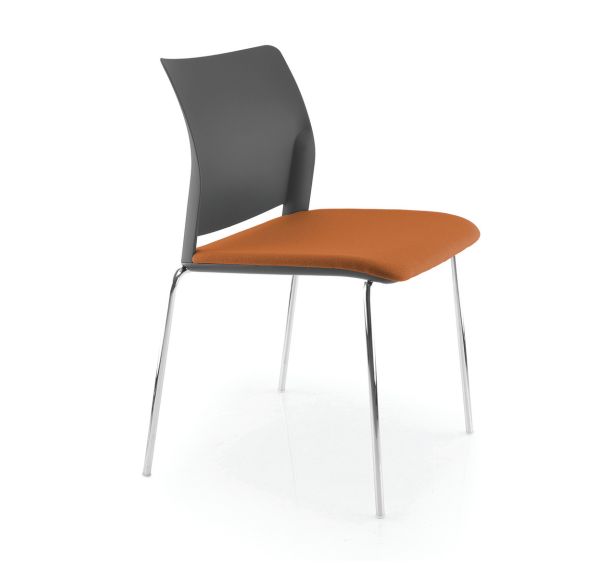 Chaise Aude 4 pieds chromés assise tissu Xtrévira M1 - Sokoa