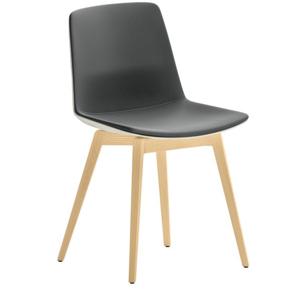Chaise Clue PVC non feu 4 pieds bois vernis naturel- Quadrifoglio