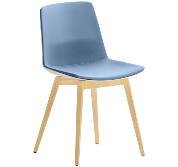Chaise Clue polyester non feu 4 pieds bois vernis naturel- Quadrifoglio