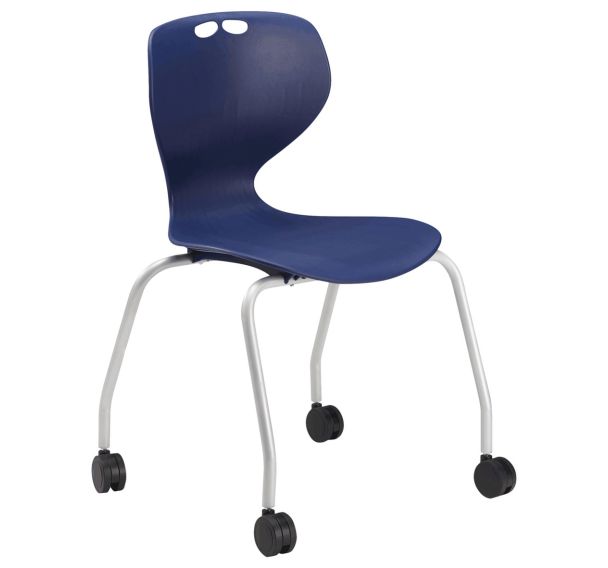 Chaise coque 4 pieds sur roulettes Mahia2, taille 6 - Manutan Expert