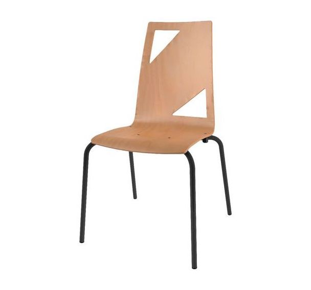 Chaise Ixia 4 pieds T6 coque Moda bois naturel ou teinté - Mobidecor