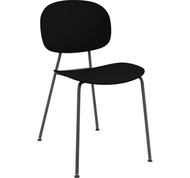 Chaise Tondina Pop structure chromé noir ass/dos polypro Noir