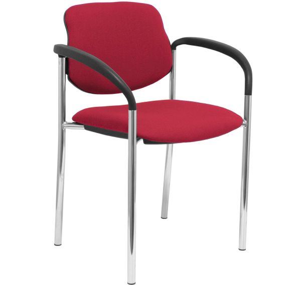 Chaise Villalgordo chromé avec accoudoirs - bordeaux