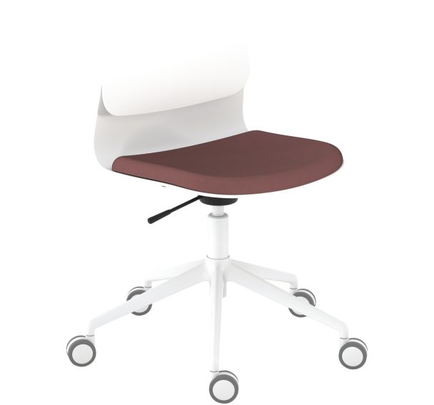 Chaise à roulettes Klik pieds blancs tissu polyester non feu - Sokoa