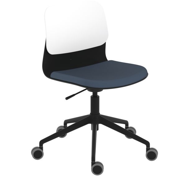 Chaise à roulettes Klik pieds noirs tissu polyester non feu - Sokoa