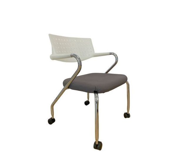 Chaise reconditionnée - Avec roulettes - Grise - Vitra Vissarol