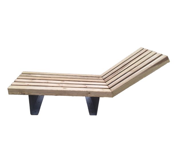 Chaise longue pin / acier thermolaqué