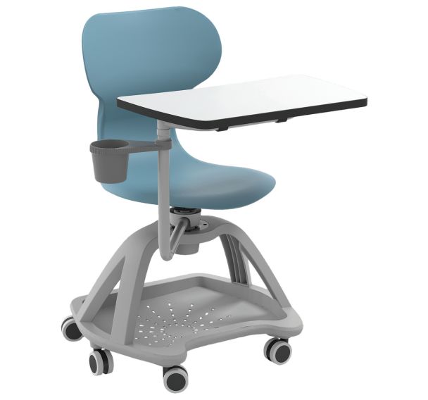 Chaise recyclée à roulettes Mia avec table pivotante - Mirplay School