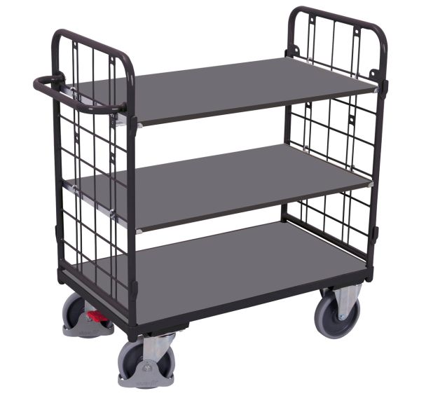 Chariot 3 plateaux bois - Barres verticales - Capacité 500 kg
