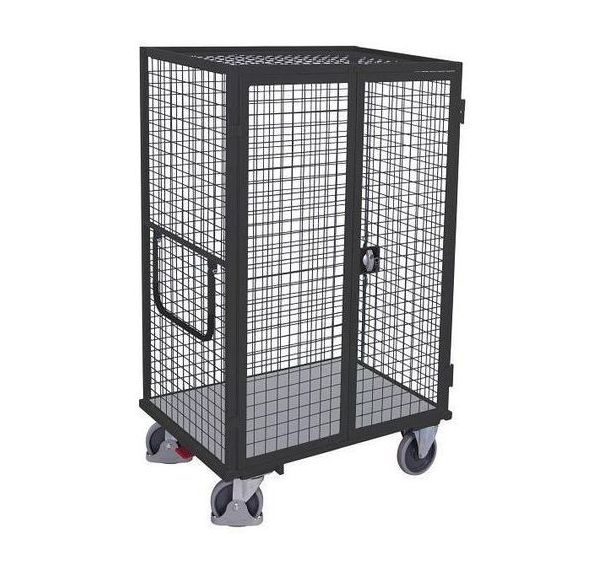 Chariot à 5 étagères entièrement soudé, RAL 7016.