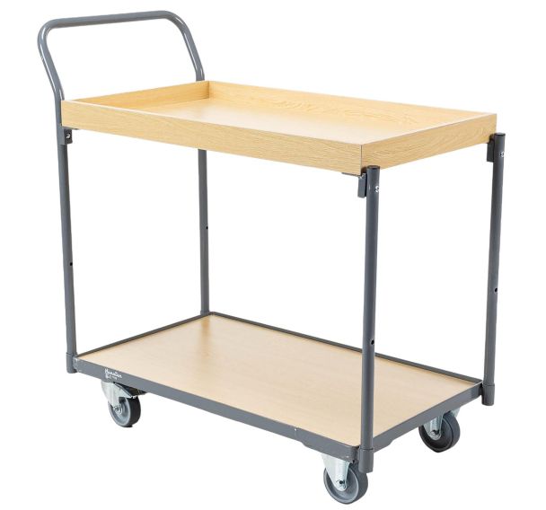 Chariot à plateau bois avec rebord - Capacité 250 kg - Manutan Expert
