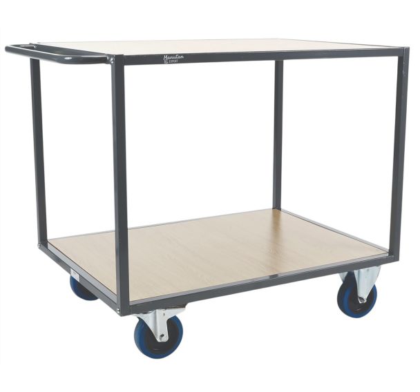 Chariot acier 2 plateaux bois - Force 400 à 500 kg - Manutan Expert