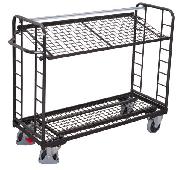 Chariot avec 2 étagères grillagées