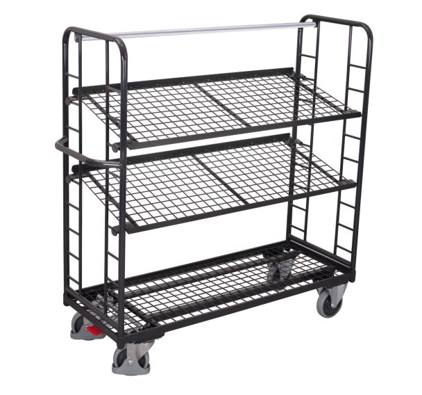 Chariot avec 3 étagères grillagées