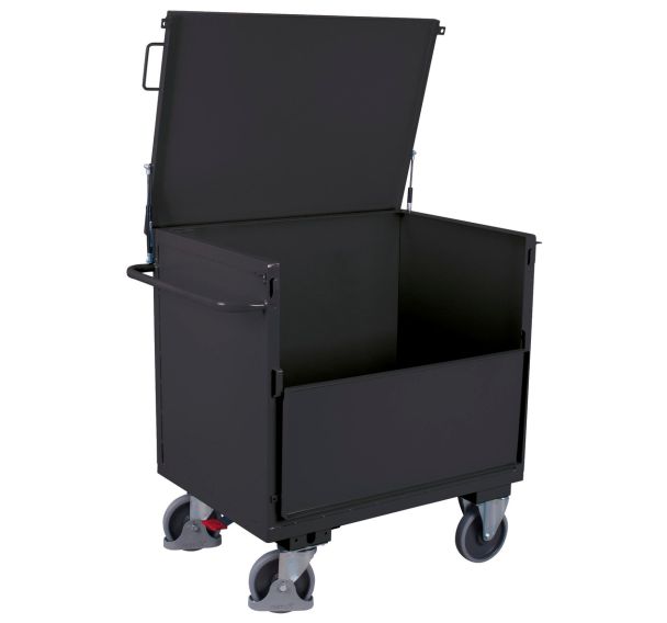 Chariot caisse acier ergonomique - 1 paroi 1/2 rabattable -Capacité 500 kg