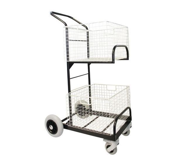Chariot de distribution de courrier compact 2 corbeilles