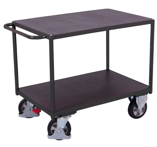 Chariot ergonomique 2 plateaux antidérapants - Capacité 1000 Kg