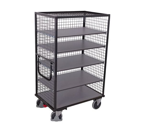 Chariot grillagé avec 5 plateaux - 500 kg