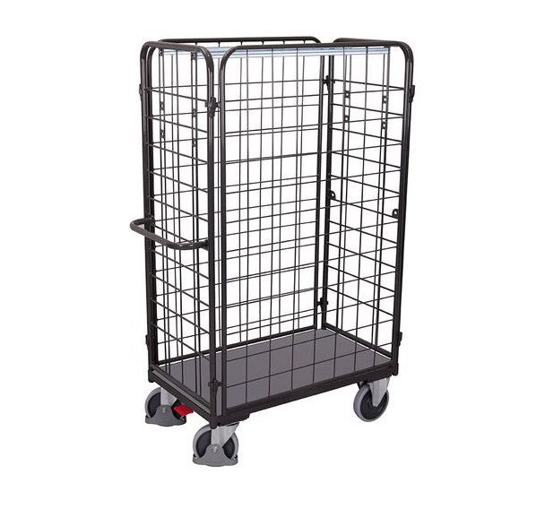 Chariot grillagé haut pour colis avec 4 parois