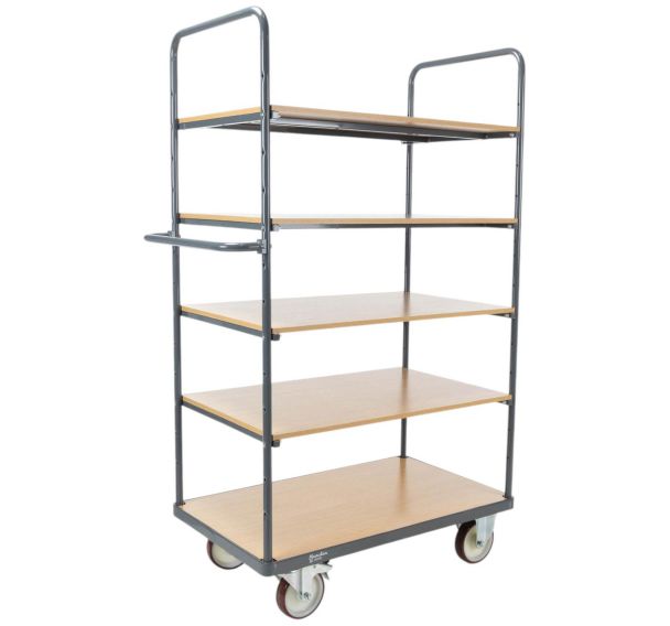 Chariot haut 5 plateaux bois - Force 400 à 500 kg - Manutan Expert