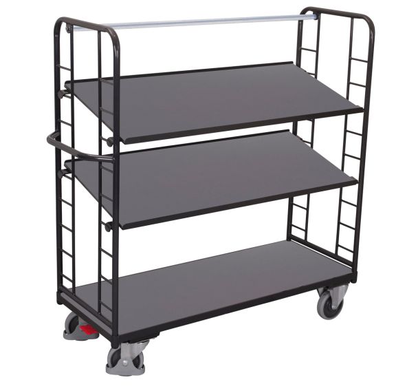 Chariot haut ergonomique 3 plateaux bois - Capacité 500 Kg
