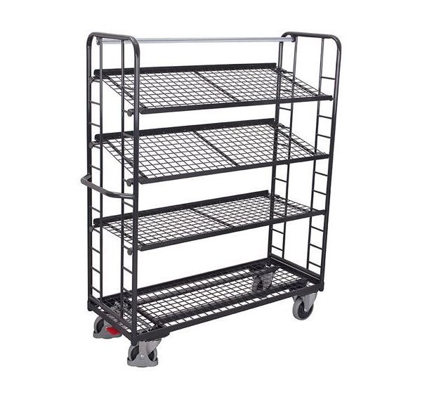 Chariot haut ergonomique 4 plateaux grillagés - Capacités 250 et 400 kg