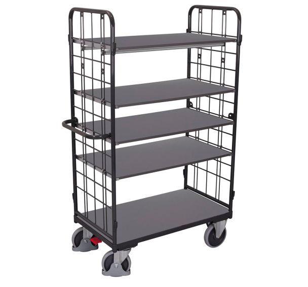 Chariot haut ergonomique 5 plateaux bois - Capacité 500 Kg