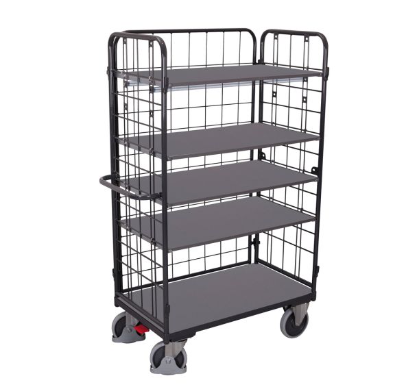Chariot haut grillagé 5 plateaux bois - Capacité 500 Kg - Variofit