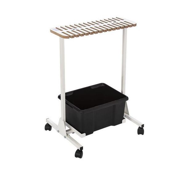 Chariot range raquettes de badminton et de tennis de table avec bac