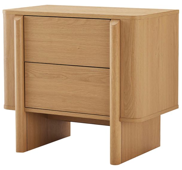 Chevet de nuit+2 tiroirs Sidney Collection naturel-Somcasa