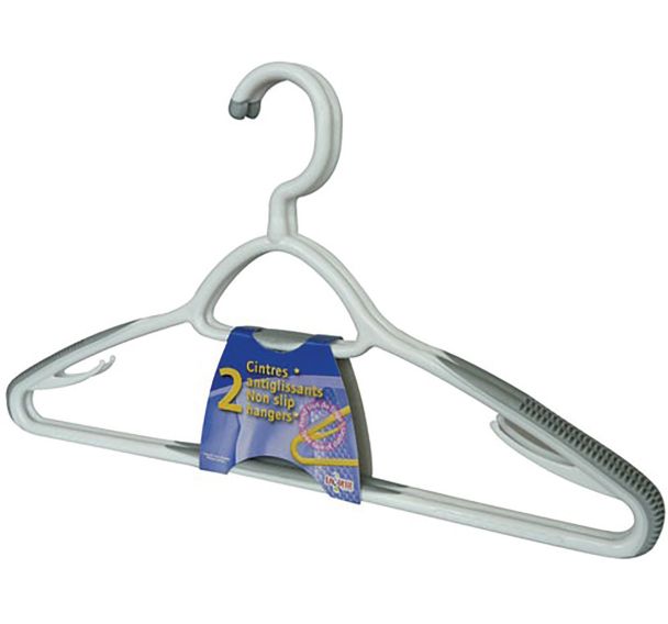 Cintre adulte plastique x2 43cm antiglisse