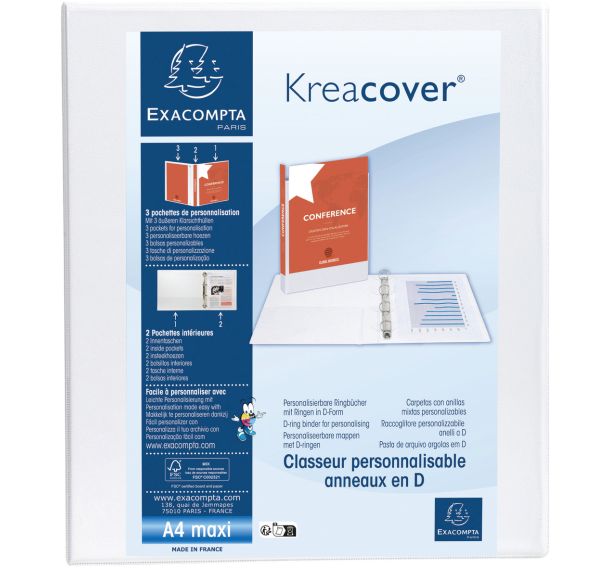 Classeur en polypropylène personnalisable A4 maxi blanc - Lot de 10