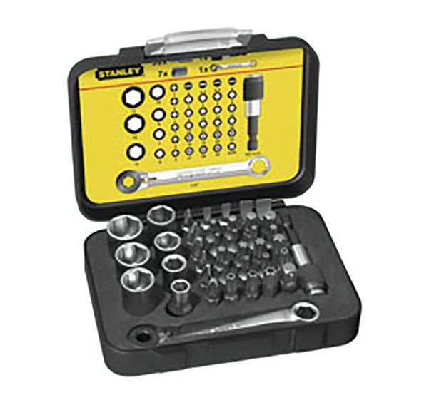 Coffret d'embouts de vissage 1/4'' 25mm + mini-cliquet (39 pièces)