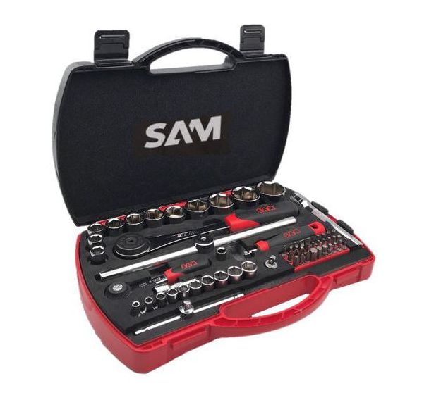 Coffret douilles et accessoires 1/4'' 1/2'' en mm 60 pièces