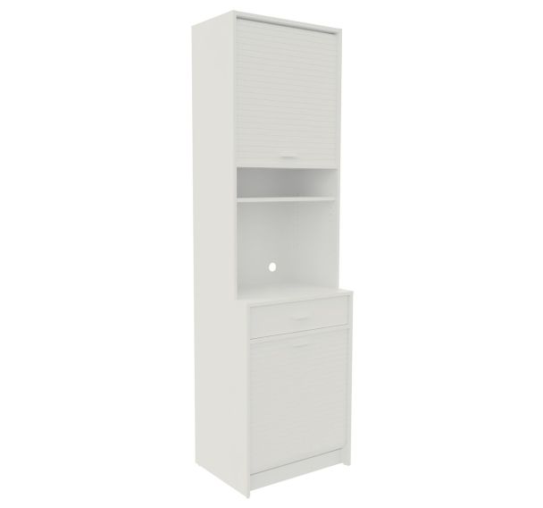 Colonne Cook H206 cm 4 tablettes + 1 tiroir + 2 rideaux - Simmob