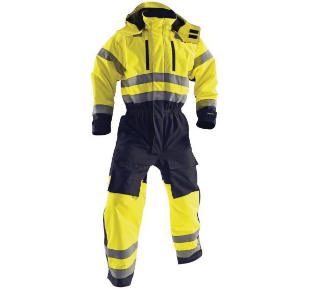 Combinaison manches longues haute visibilité  jaune fluorescent/marine
