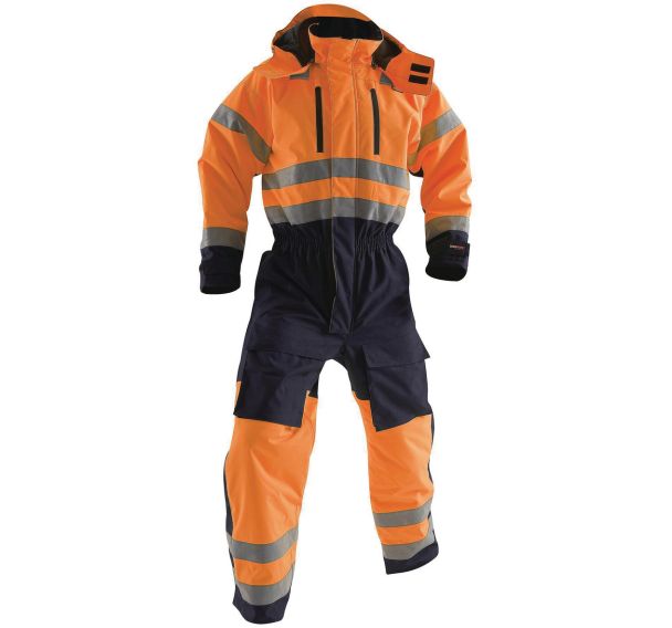 Combinaison manches longues haute visibilité orange/marine