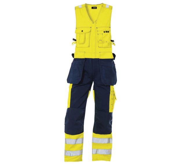 Combinaison sans manche haute visibilité jaune/marine épaules réglable