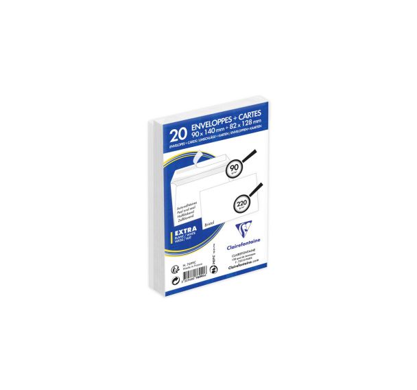Combiné 20 Enveloppes auto.adh 90x140 plus 20 cartes