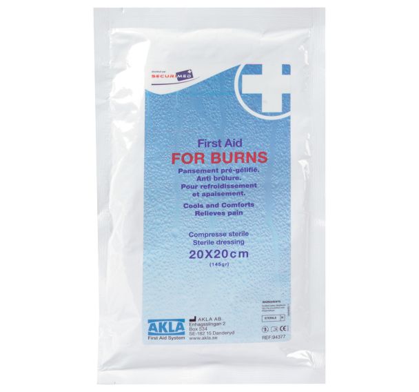 Compresse gel contre les brûlures thermique, dimension 10x10 cm - Akla
