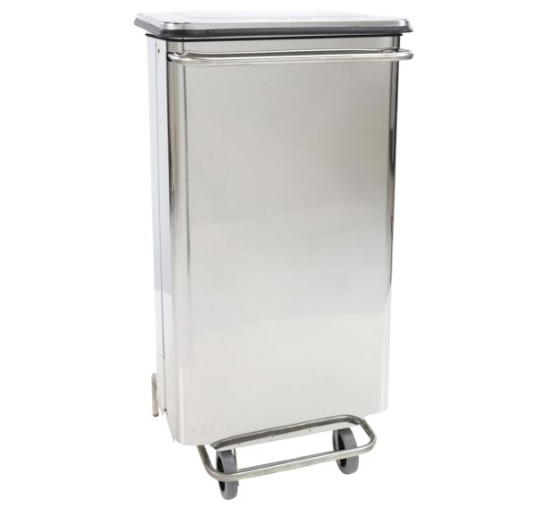 Conteneur mobile à pédale frontale amovible inox 110L - Manutan Expert