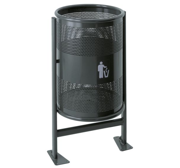 Corbeille d'extérieur graphite 60 L sur support