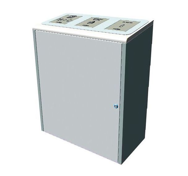 Corbeille tri selectif 3 supports sac 40L inox brossé