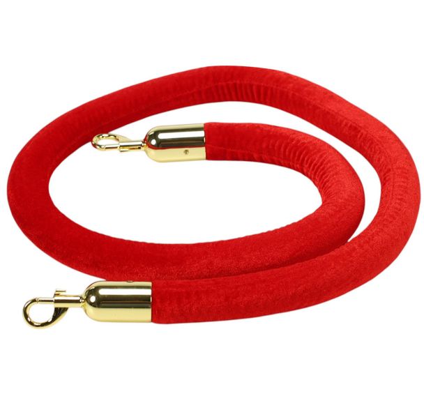 Corde 1,5 m velours rouge crochets laiton