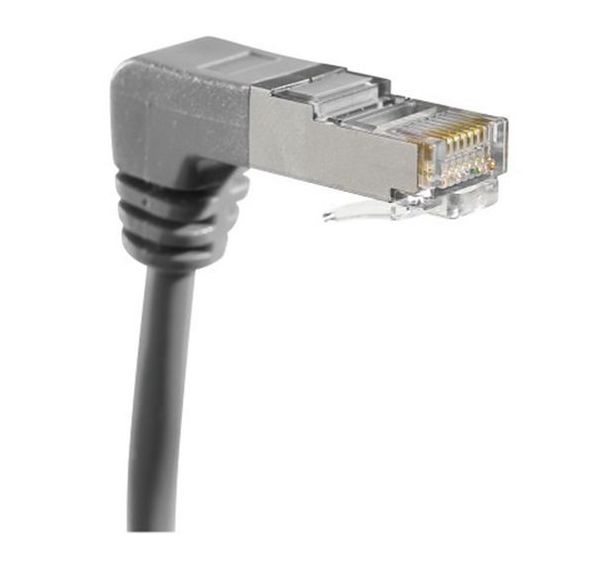 Cordon RJ45 catégorie 5e F/UTP coudé bas gris - 0,7 m
